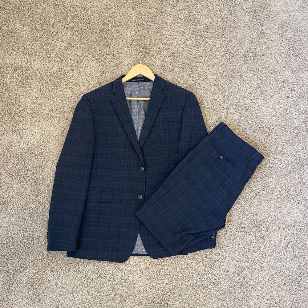 Navy blue plaid penguin full suit